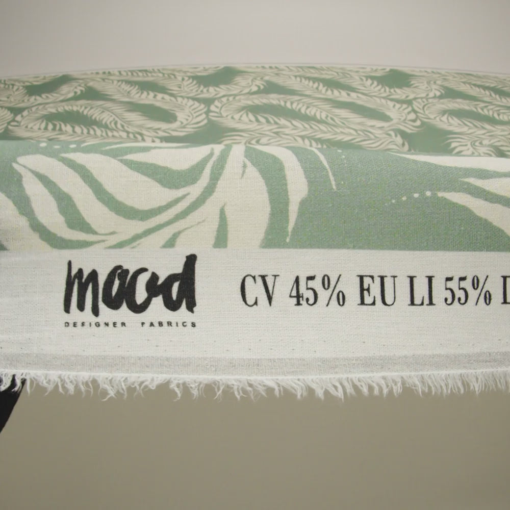 Linen and Rayon Woven - Celadon Green and Cream Flowing Vines - Mood Exclusive Twining Tendrils Print - Image 6 of 6