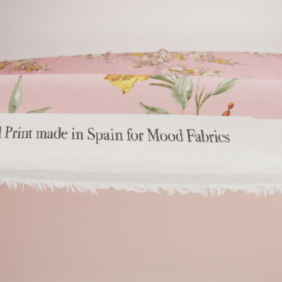 Linen and Rayon Woven - Pink, Yellow and White Rose Sprays - Bella Verona Print - Mood Exclusive Viso Collection - Image 5 of 5