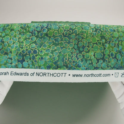 Metallic Printed Quilting Cotton by Northcott - Peacock River Rocks - Shimmer Collection