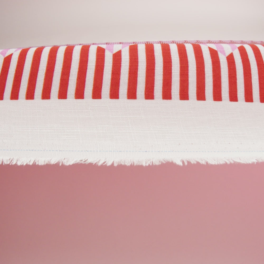 Slubbed Viscose Woven Print - Red and Pink Geometric Stripes - Mood Exclusive Eye Play - Image 6 of 6