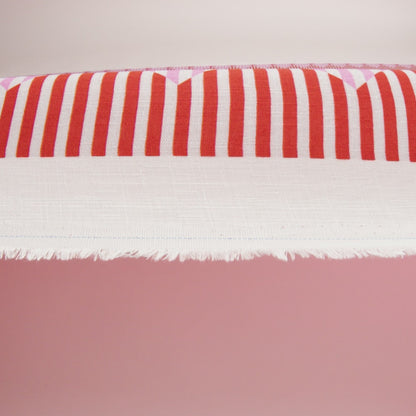 Slubbed Viscose Woven Print - Red and Pink Geometric Stripes - Mood Exclusive Eye Play