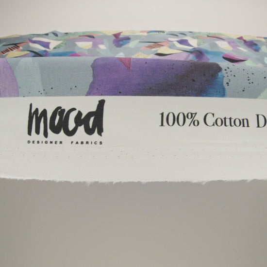 Cotton Poplin - Gray and Multicolor Abstract - Purple Haze Print - Mood Exclusive Avenable Collection