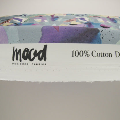 Cotton Poplin - Gray and Multicolor Abstract - Purple Haze Print - Mood Exclusive Avenable Collection