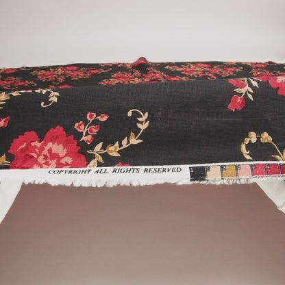 Linen Print by The Reformation - Crimson Red, Salmon Pink and Black Floral - Deadstock