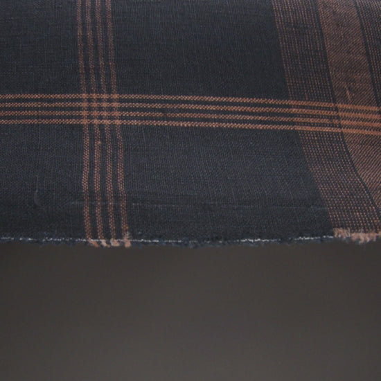 Lightweight Linen Woven - Black and Brown Plaid