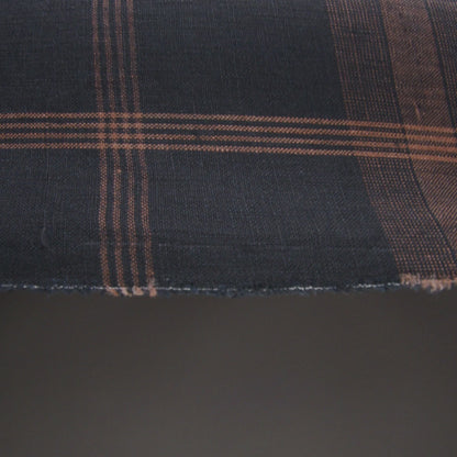 Lightweight Linen Woven - Black and Brown Plaid