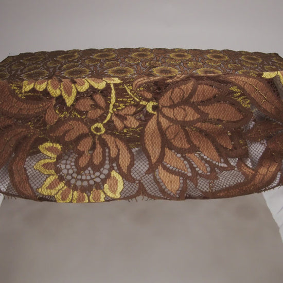 Raschel Lace Panel with Finished Edges - Chestnut, Brown, and Buttercup Bold Daisies and Leaves - Image 6 of 6
