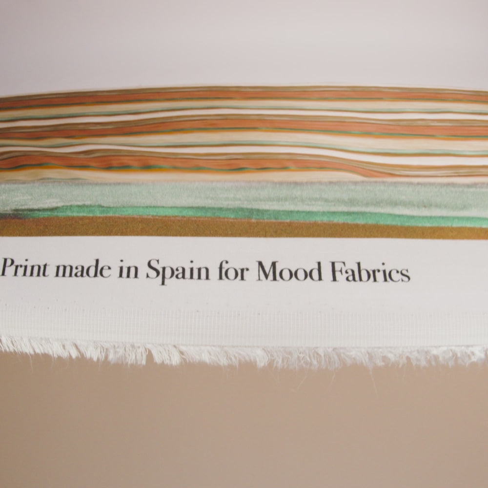 Rayon Challis - Orange and Teal Painted Stripes - Nilotic Wasteland Print - Mood Exclusive Tumunyana Collection - Image 5 of 5