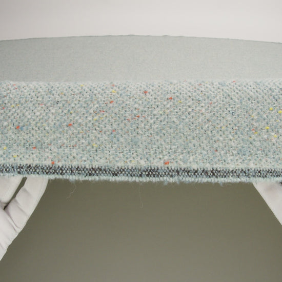 Wool Blend Chevron Twill Tweed with Clear Baby Sequins - Sky Blue and White with Rainbow Flecks