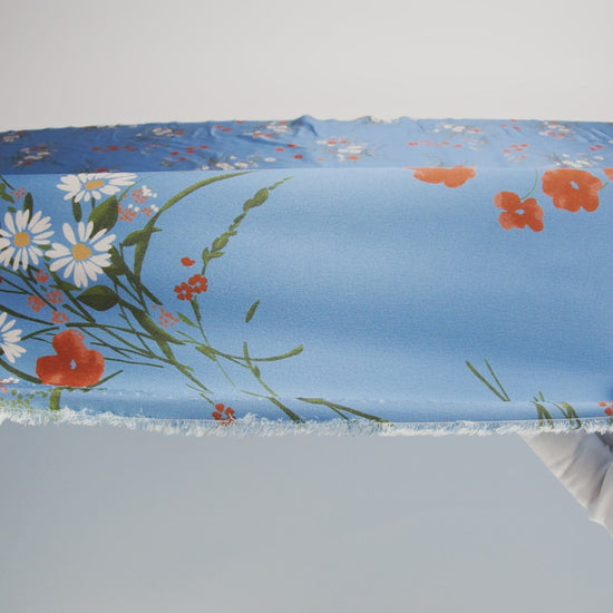 Silk Charmeuse Print by The Reformation - Azure Blue and Burnt Orange Wildflower Floral - Deadstock - Image 6 of 6