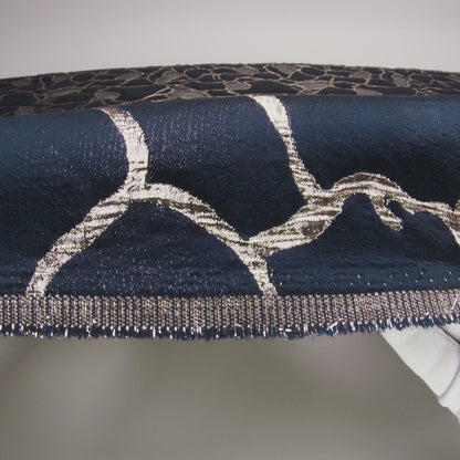 Metallic Rose Gold and Navy Abstract Luxury Burnout Brocade