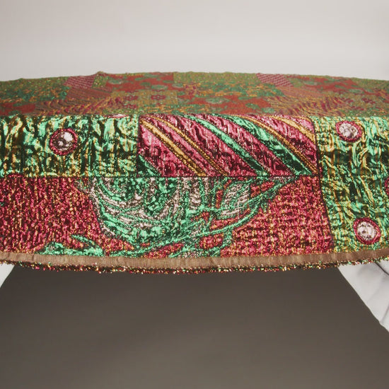 Metallic Red, Green and Yellow Gold Ornate Patchwork Luxury Brocade - Image 6 of 6