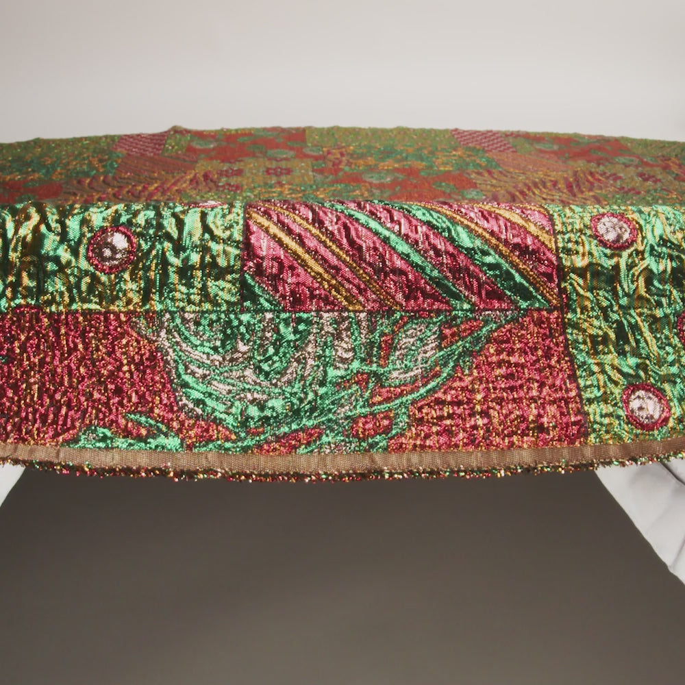 Metallic Red, Green and Yellow Gold Ornate Patchwork Luxury Brocade - Image 6 of 6