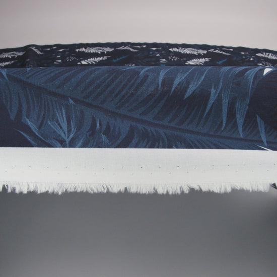 Mercerized Organic Egyptian Cotton Shirting - Total Eclipse Tropical Leaves - Ravello Collection