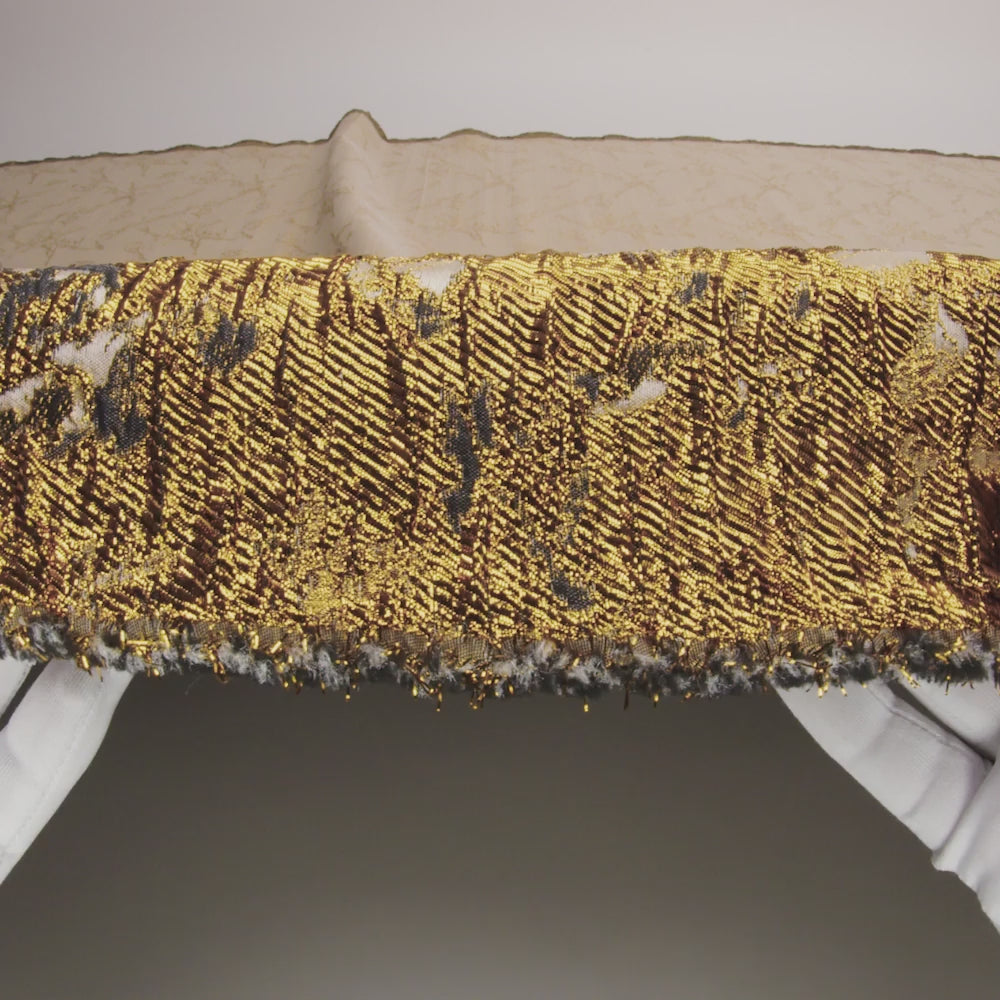 Metallic Bright Gold and Toasted Almond Abstract Border Brocade - Image 5 of 5