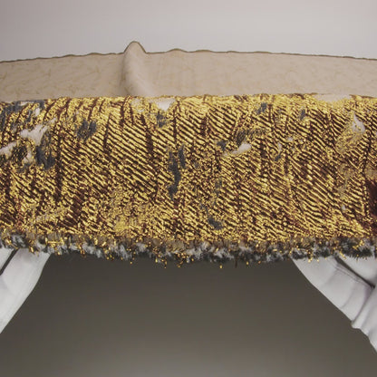 Metallic Bright Gold and Toasted Almond Abstract Border Brocade