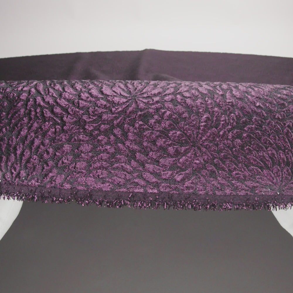 Metallic Aubergine Floral Double-Layer Organza Brocade