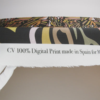 Rayon Challis - Black and Green Animal Stripe Patchwork - In Bocca al Lupo Print - Mood Exclusive Viso Collection