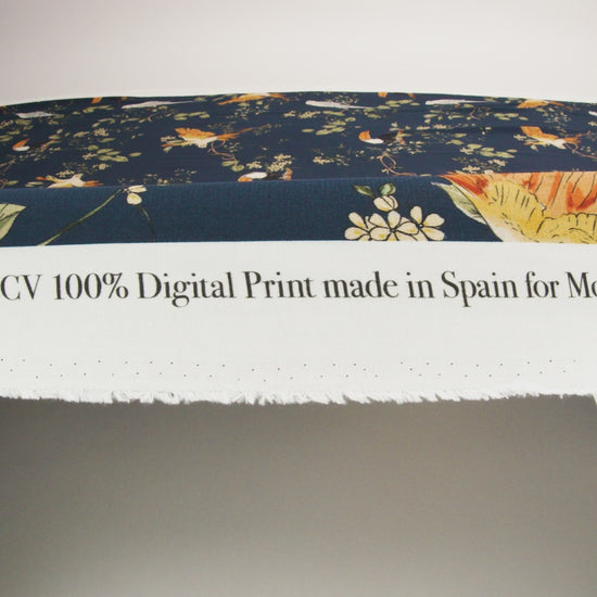 Sustainable Viscose Woven Print - Navy and Green Birds in Branches - Mood Exclusive Avian Adoration - Image 5 of 5