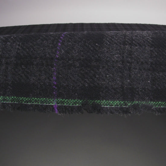 Wool Blend Twill Tweed - Black, Gray and Purple Plaid