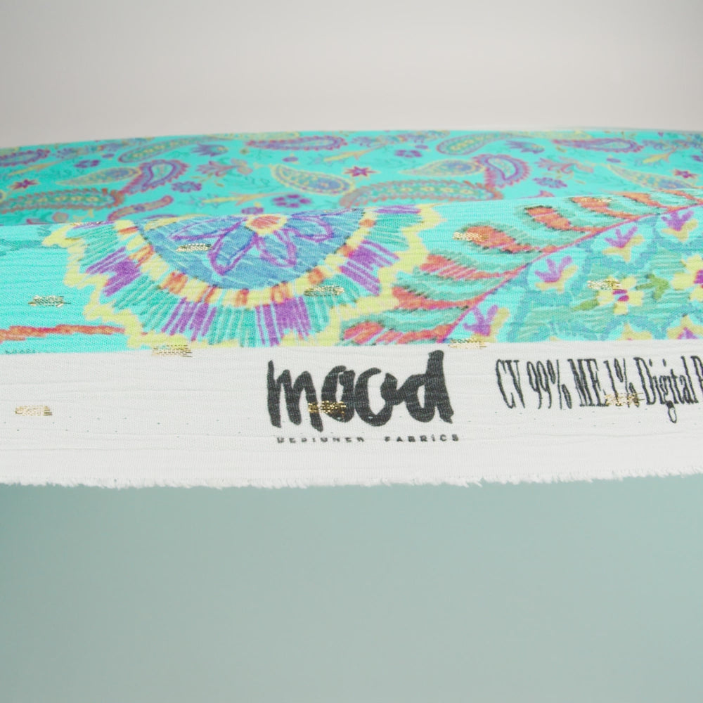 Mood Exclusive Aquarium Garden Metallic Dotted Crinkled Viscose Crepe - Image 6 of 6