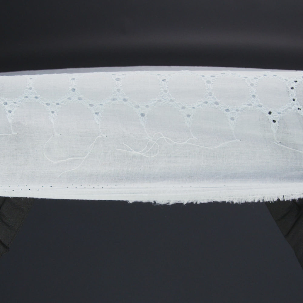 Embroidered Eyelet Cotton Voile - Pale Aqua Circles of Circles - Naomi Collection