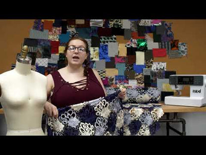 Guipure Lace - Navy, Gray and Ivory Tri-Color Floral