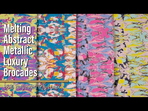 Metallic Luxury Brocade - Pink, Periwinkle and Peach Melting Abstract - Image 6 of 6