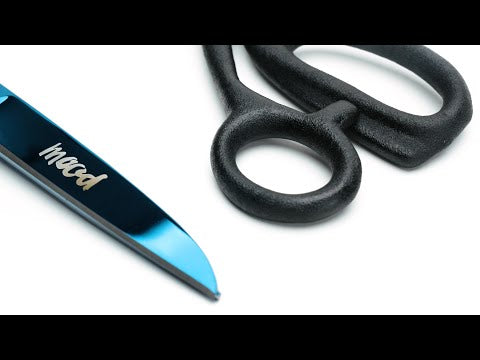 Mood 9" Metallic Blue Knife-Edge Dressmaker's Shears with Matte Rubber Grips
