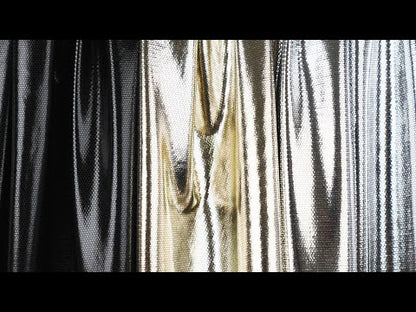 White Gold Dense Polka Dots Foiled Stretch Polyester Knit