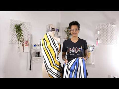 Stretch Cotton Sateen - Yellow and White Stripes - Aina Stripe Print - Mood Exclusive Aloha Collection