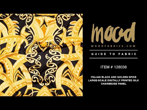 Mood Exclusive Italian Black and Golden Spice Large-Scale Digitally Printed Silk Charmeuse Panel - Image 5 of 5