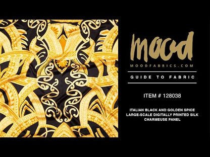Mood Exclusive Italian Black and Golden Spice Large-Scale Digitally Printed Silk Charmeuse Panel