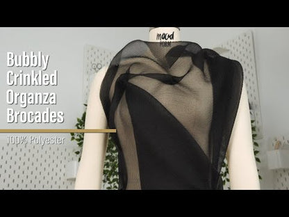 Black Bubbly Crinkled Organza Brocade