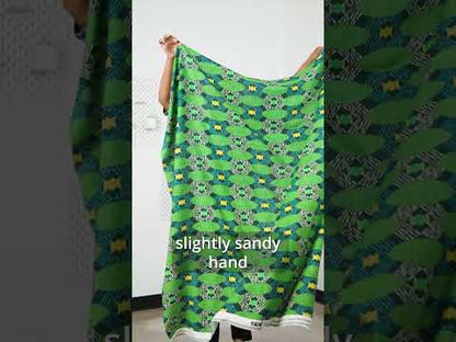 Viscose and Linen Woven - Blue and Green Surfboard Geometric - Mood Exclusive Waimea Bay Print