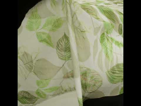 Medium Weight Linen Woven Print - Green on White Laying Leaves - Image 6 of 6