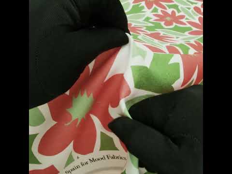 Linen and Rayon Woven - Coral Rose, Sage and Basil Green Flat Flowers - Mood Exclusive Flat Out Florals Print - Image 6 of 6