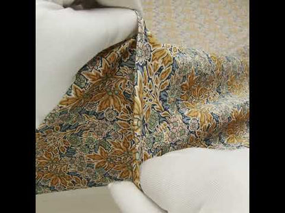 Liberty Fabrics Tana Lawn® - Aubrey Forest Yellow - Yellow and Blue Leafy Floral Chevrons