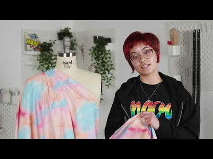 Traje de baño de compresión de tricot, con protección UV y microcápsulas de aloe vera - Estampado tie-dye azul, verde y naranja - Colección Caye