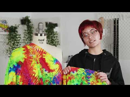 Traje de baño de compresión de tricot, con protección UV y microcápsulas de aloe vera - Estampado tie-dye verde y naranja veraniego - Colección Caye