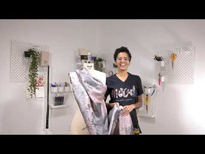 Metallic Silver, Pink and Aqua Abstract Luxury Brocade