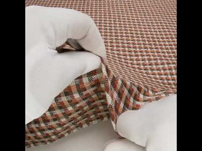 Linen Twill - Brown, Coral and Strawberry Red Plaid