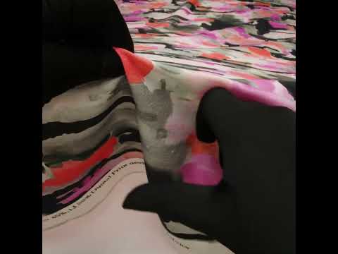 Linen and Rayon Woven - Pink and Orange Abstract Paint Drips - Painted Aspirations Print - Mood Exclusive Metro Collection