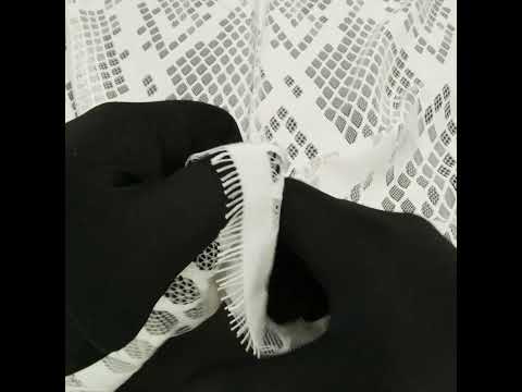 Raschel Lace with Eyelash Fringe Edges - Ivory Diamond Argyle