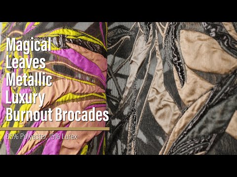 Metallic Luxury Burnout Brocade - Mole Brown and Black Magical Leaves