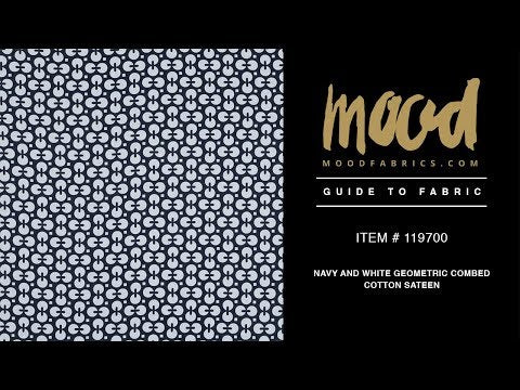 Navy and White Geometric Combed Cotton Sateen - Image 5 of 5