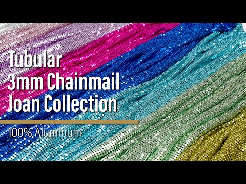 Aluminum Chainmail Fabric Panel, 3mm Tubular - Lime Green - Joan Collection