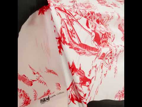 Cotton Voile - Cherry Tomato and White Classic Toile de Jouy