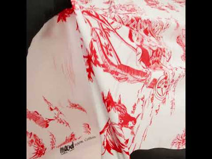 Cotton Voile - Cherry Tomato and White Classic Toile de Jouy