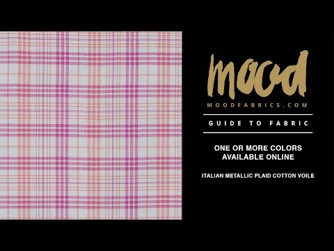 Italian Pink and Orange Metallic Plaid Cotton Voile